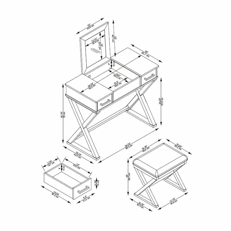 Deals ✔️ Linon Ashby Wood Bedroom Vanity In Gray ✨ 22 Deals ✔️ Linon Ashby Wood Bedroom Vanity In Gray ✨ - Image 20