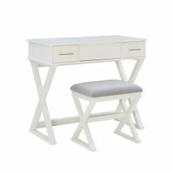 Cheap 🔔 Linon Ashby Wood Bedroom Vanity In White 😀