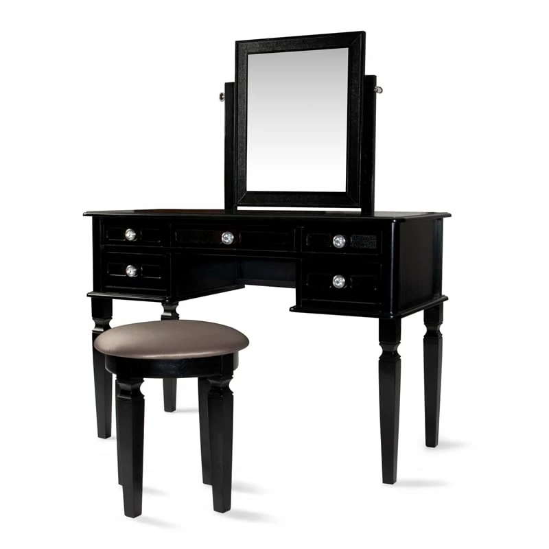 Hot Sale π Bowery Hill Wood Vanity Set With Stool And Mirror In Galaxy Black π 16 Hot Sale π Bowery Hill Wood Vanity Set With Stool And Mirror In Galaxy Black π - Image 14