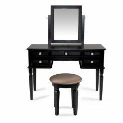 Hot Sale π Bowery Hill Wood Vanity Set With Stool And Mirror In Galaxy Black π 19 Hot Sale π Bowery Hill Wood Vanity Set With Stool And Mirror In Galaxy Black π -Living Room Sales Shop 2561462 11 L