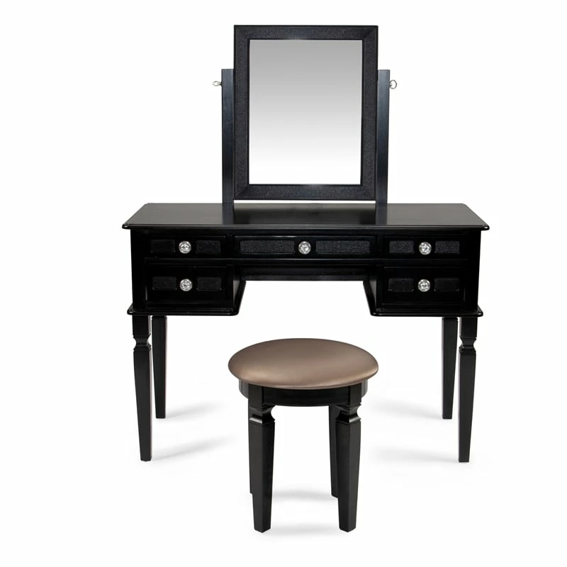 Hot Sale π Bowery Hill Wood Vanity Set With Stool And Mirror In Galaxy Black π 6 Hot Sale π Bowery Hill Wood Vanity Set With Stool And Mirror In Galaxy Black π - Image 4