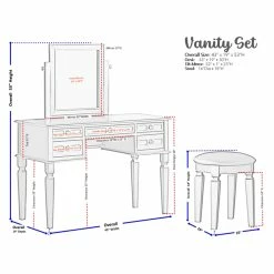Hot Sale π Bowery Hill Wood Vanity Set With Stool And Mirror In Galaxy Black π 17 Hot Sale π Bowery Hill Wood Vanity Set With Stool And Mirror In Galaxy Black π -Living Room Sales Shop 2561462 13 L