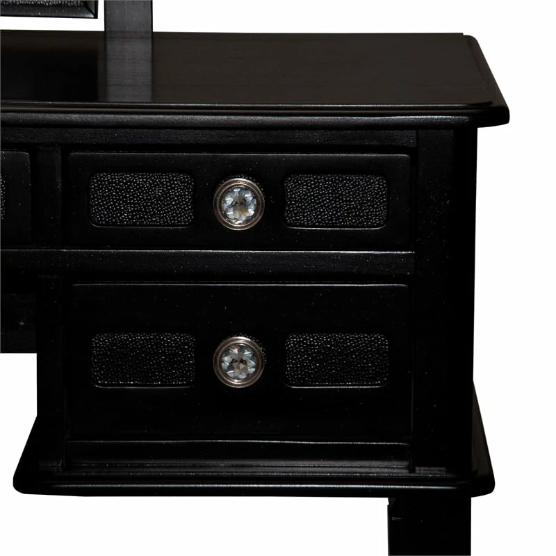Hot Sale π Bowery Hill Wood Vanity Set With Stool And Mirror In Galaxy Black π 14 Hot Sale π Bowery Hill Wood Vanity Set With Stool And Mirror In Galaxy Black π - Image 12