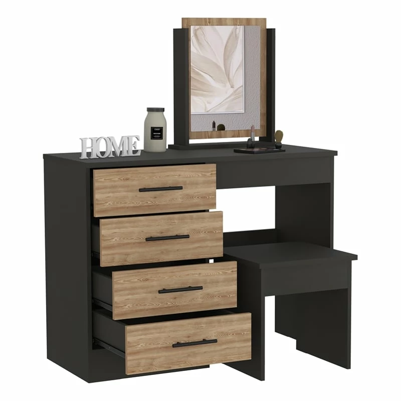 Top 10 🛒 Tuhome Furniture TUHOME Kaia Makeup 👗 Dressing Table/Mirror - Black/ Pine - Black Engineered Wood 🥰 8 Top 10 🛒 Tuhome Furniture TUHOME Kaia Makeup 👗 Dressing Table/Mirror - Black/ Pine - Black Engineered Wood 🥰 - Image 6