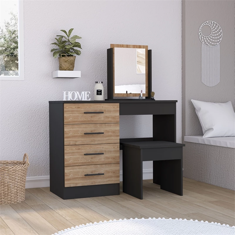 Top 10 🛒 Tuhome Furniture TUHOME Kaia Makeup 👗 Dressing Table/Mirror - Black/ Pine - Black Engineered Wood 🥰 10 Top 10 🛒 Tuhome Furniture TUHOME Kaia Makeup 👗 Dressing Table/Mirror - Black/ Pine - Black Engineered Wood 🥰 - Image 8