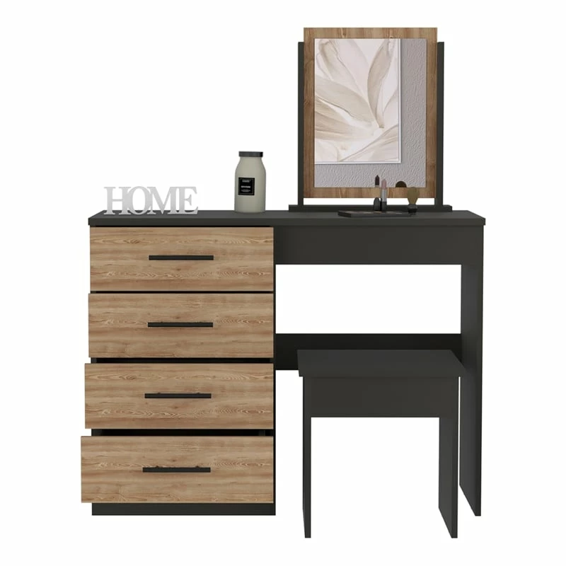 Top 10 🛒 Tuhome Furniture TUHOME Kaia Makeup 👗 Dressing Table/Mirror - Black/ Pine - Black Engineered Wood 🥰 7 Top 10 🛒 Tuhome Furniture TUHOME Kaia Makeup 👗 Dressing Table/Mirror - Black/ Pine - Black Engineered Wood 🥰 - Image 5