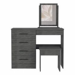 Buy 🎉 Tuhome Furniture TUHOME Kaia Makeup 👗 Dressing Table/Mirror - Smokey Oak - Gray Engineered Wood ⌛