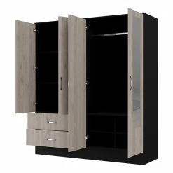 Budget ✨ FM FURNITURE Florencia Mirrored Armoire Black Wengue/Light Grey Engineered Wood 👍 13 Budget ✨ FM FURNITURE Florencia Mirrored Armoire Black Wengue/Light Grey Engineered Wood 👍 -Living Room Sales Shop 2567147 4 L