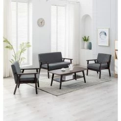 Coupon π Maklaine Coffee Table Linen Fabric Loveseat And 2 Chair Set In Espresso π 19 Coupon π Maklaine Coffee Table Linen Fabric Loveseat And 2 Chair Set In Espresso π -Living Room Sales Shop 2574733 1 L