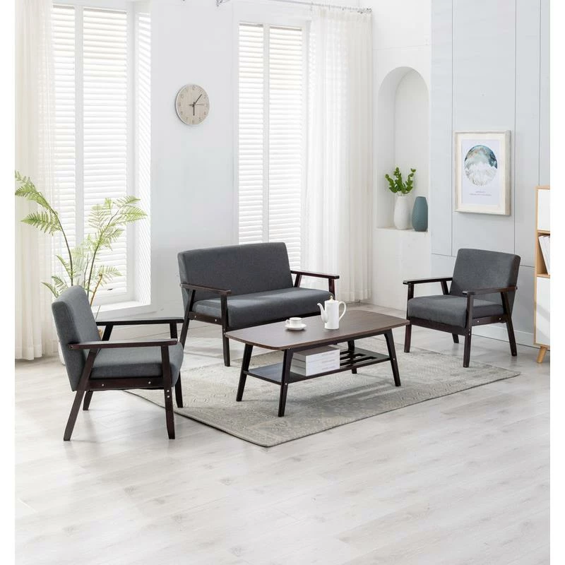 Coupon π Maklaine Coffee Table Linen Fabric Loveseat And 2 Chair Set In Espresso π 11 Coupon π Maklaine Coffee Table Linen Fabric Loveseat And 2 Chair Set In Espresso π - Image 9