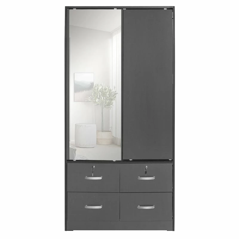 Best Sale ๐ Better Home Products Sarah Double Sliding Door Armoire With Mirror In Dark Gray ๐ 4 Best Sale ๐ Better Home Products Sarah Double Sliding Door Armoire With Mirror In Dark Gray ๐ - Image 2