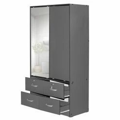 Best Sale ๐ Better Home Products Sarah Double Sliding Door Armoire With Mirror In Dark Gray ๐ 13 Best Sale ๐ Better Home Products Sarah Double Sliding Door Armoire With Mirror In Dark Gray ๐ -Living Room Sales Shop 2601630 2 L
