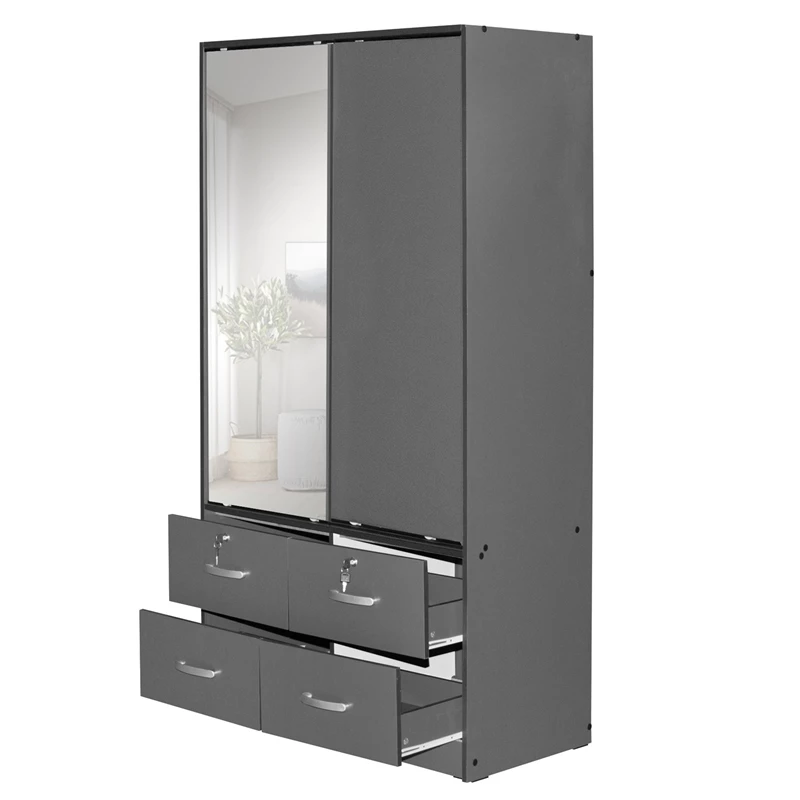 Best Sale ๐ Better Home Products Sarah Double Sliding Door Armoire With Mirror In Dark Gray ๐ 5 Best Sale ๐ Better Home Products Sarah Double Sliding Door Armoire With Mirror In Dark Gray ๐ - Image 3