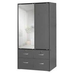 Best Sale ๐ Better Home Products Sarah Double Sliding Door Armoire With Mirror In Dark Gray ๐ 14 Best Sale ๐ Better Home Products Sarah Double Sliding Door Armoire With Mirror In Dark Gray ๐ -Living Room Sales Shop 2601630 3 L