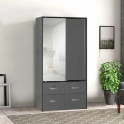 Best Sale ๐ Better Home Products Sarah Double Sliding Door Armoire With Mirror In Dark Gray ๐ 17 Best Sale ๐ Better Home Products Sarah Double Sliding Door Armoire With Mirror In Dark Gray ๐ -Living Room Sales Shop 2601630 6 L