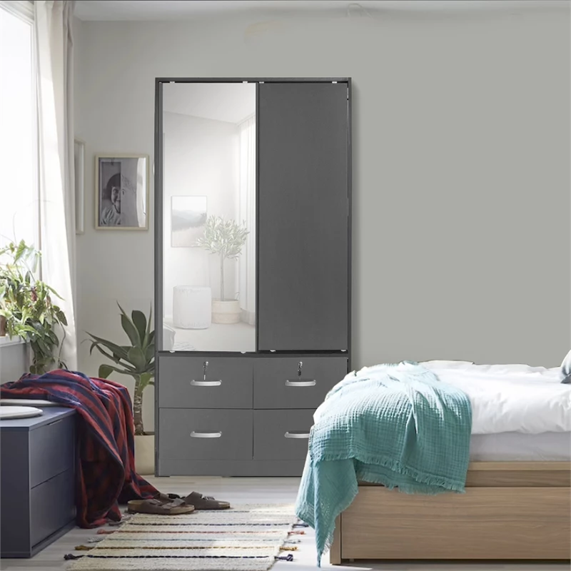 Best Sale ๐ Better Home Products Sarah Double Sliding Door Armoire With Mirror In Dark Gray ๐ 10 Best Sale ๐ Better Home Products Sarah Double Sliding Door Armoire With Mirror In Dark Gray ๐ - Image 8