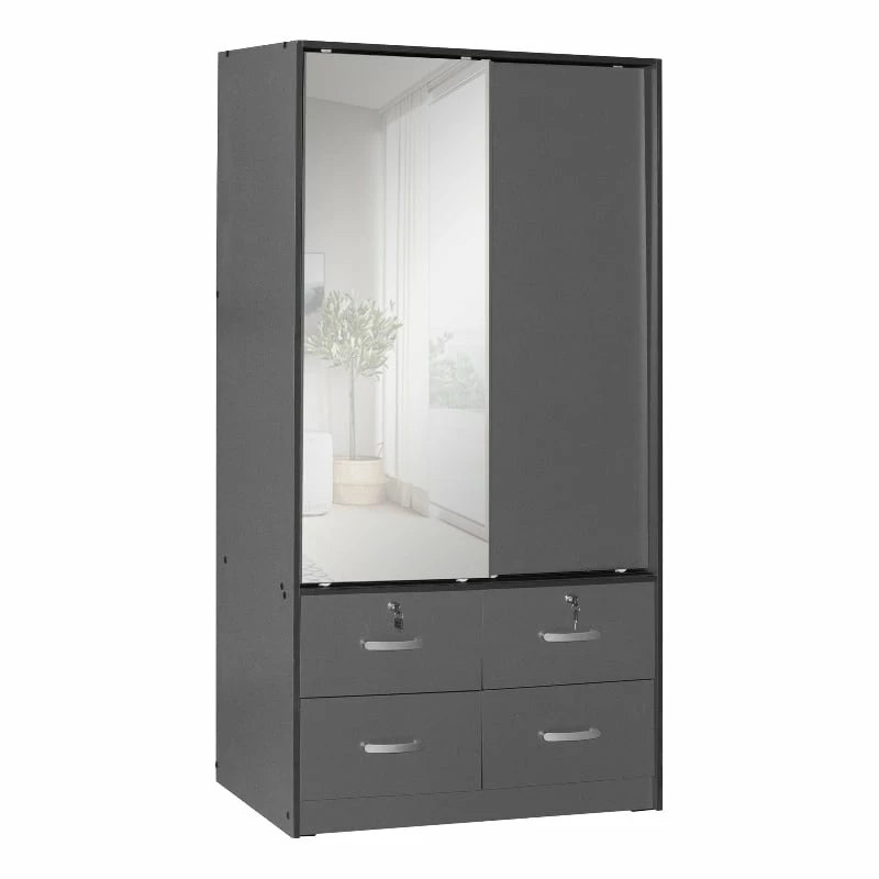 Best Sale ๐ Better Home Products Sarah Double Sliding Door Armoire With Mirror In Dark Gray ๐ 3 Best Sale ๐ Better Home Products Sarah Double Sliding Door Armoire With Mirror In Dark Gray ๐