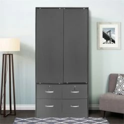 Brand new π Better Home Products Sarah Modern Wood Double Sliding Door Armoire In Dark Gray β 14 Brand new π Better Home Products Sarah Modern Wood Double Sliding Door Armoire In Dark Gray β -Living Room Sales Shop 2601698 5 L