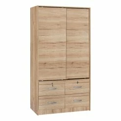 Hot Sale 👍 Better Home Products Sarah Modern Wood Double Sliding Door Armoire Natural Oak 🥰