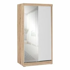 Best Sale π€© Better Home Products Mirror Wood Double Sliding Door Wardrobe White /Natural Oak π