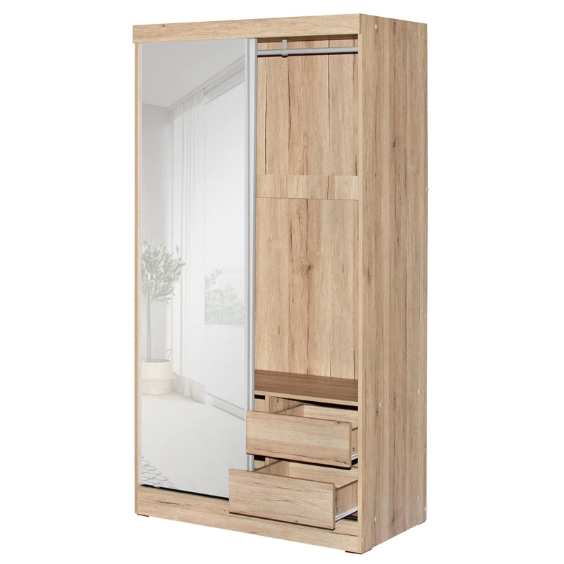 Best Sale π€© Better Home Products Mirror Wood Double Sliding Door Wardrobe White /Natural Oak π 6 Best Sale π€© Better Home Products Mirror Wood Double Sliding Door Wardrobe White /Natural Oak π - Image 4