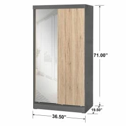 Deals ❤️ Better Home Products Modern Wood Double Sliding Door Wardrobe Natural Oak /Gray 🥰 12 Deals ❤️ Better Home Products Modern Wood Double Sliding Door Wardrobe Natural Oak /Gray 🥰 -Living Room Sales Shop 2603327 12 L