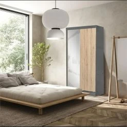 Deals ❤️ Better Home Products Modern Wood Double Sliding Door Wardrobe Natural Oak /Gray 🥰 14 Deals ❤️ Better Home Products Modern Wood Double Sliding Door Wardrobe Natural Oak /Gray 🥰 -Living Room Sales Shop 2603327 14 L