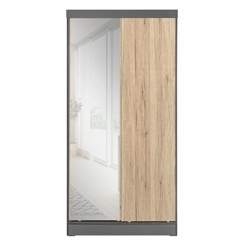 Deals ❤️ Better Home Products Modern Wood Double Sliding Door Wardrobe Natural Oak /Gray 🥰 3 Deals ❤️ Better Home Products Modern Wood Double Sliding Door Wardrobe Natural Oak /Gray 🥰 - Image 2