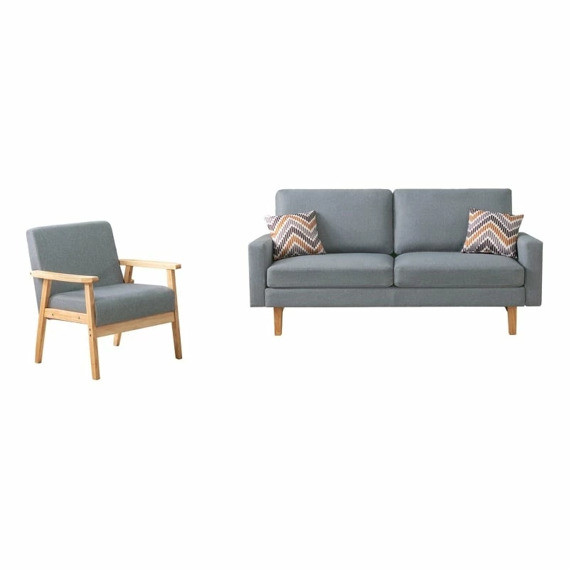 Flash Sale ๐ Lilola Home Bahamas Gray Linen Fabric Sofa And Chair Set With 2 Throw Pillows ๐ 3 Flash Sale ๐ Lilola Home Bahamas Gray Linen Fabric Sofa And Chair Set With 2 Throw Pillows ๐