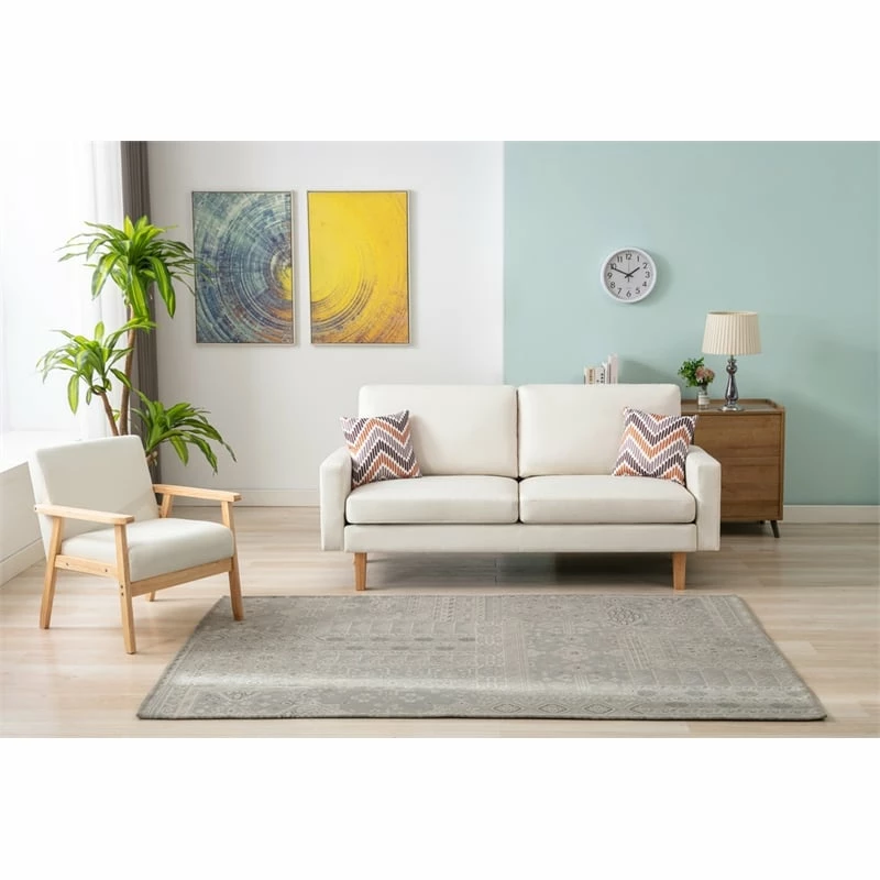 Flash Sale 💯 Lilola Home Bahamas Beige Linen Fabric Sofa And Chair Set With 2 Throw Pillows ⌛ 6 Flash Sale 💯 Lilola Home Bahamas Beige Linen Fabric Sofa And Chair Set With 2 Throw Pillows ⌛ - Image 4
