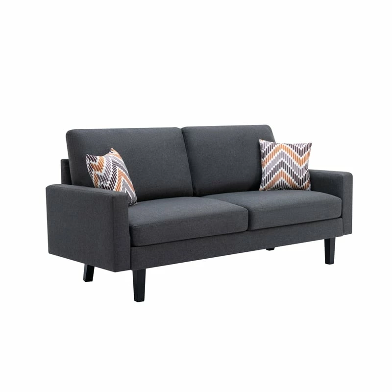 Budget π Lilola Home Bahamas Dark Gray LinenFabric Sofa And 2 Chairs With 2 Throw Pillows 𧨠4 Budget π Lilola Home Bahamas Dark Gray LinenFabric Sofa And 2 Chairs With 2 Throw Pillows 𧨠- Image 2