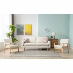 Budget 👏 Lilola Home Bahamas Beige Linen Fabric Sofa And 2 Chairs With 2 Throw Pillows ⌛ 9 Budget 👏 Lilola Home Bahamas Beige Linen Fabric Sofa And 2 Chairs With 2 Throw Pillows ⌛ -Living Room Sales Shop 2625632 1 L