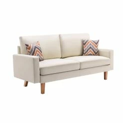 Budget 👏 Lilola Home Bahamas Beige Linen Fabric Sofa And 2 Chairs With 2 Throw Pillows ⌛ 8 Budget 👏 Lilola Home Bahamas Beige Linen Fabric Sofa And 2 Chairs With 2 Throw Pillows ⌛ -Living Room Sales Shop 2625632 3 L