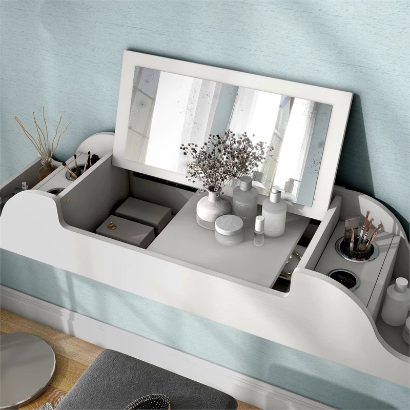 Promo ๐ Furniture Of America Elm Wood Wall Mounted Makeup Vanity In White ๐ 10 Promo ๐ Furniture Of America Elm Wood Wall Mounted Makeup Vanity In White ๐ - Image 8