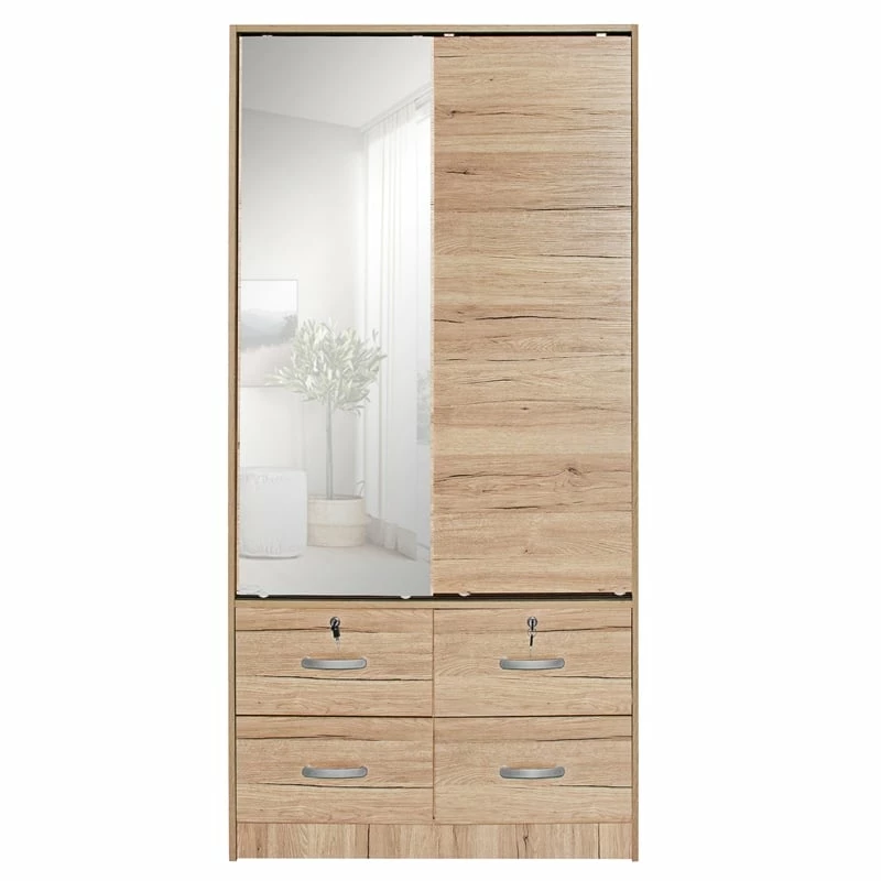 Buy π Pemberly Row Double Sliding Door Armoire With Mirror In Natural Oak βοΈ 4 Buy π Pemberly Row Double Sliding Door Armoire With Mirror In Natural Oak βοΈ - Image 2