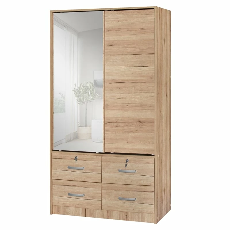 Buy π Pemberly Row Double Sliding Door Armoire With Mirror In Natural Oak βοΈ 5 Buy π Pemberly Row Double Sliding Door Armoire With Mirror In Natural Oak βοΈ - Image 3