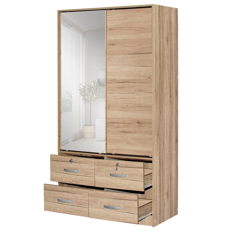 Buy π Pemberly Row Double Sliding Door Armoire With Mirror In Natural Oak βοΈ 6 Buy π Pemberly Row Double Sliding Door Armoire With Mirror In Natural Oak βοΈ - Image 4