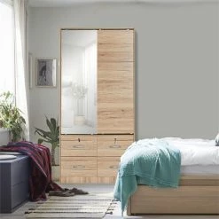 Buy π Pemberly Row Double Sliding Door Armoire With Mirror In Natural Oak βοΈ 19 Buy π Pemberly Row Double Sliding Door Armoire With Mirror In Natural Oak βοΈ -Living Room Sales Shop 2637886 8 L