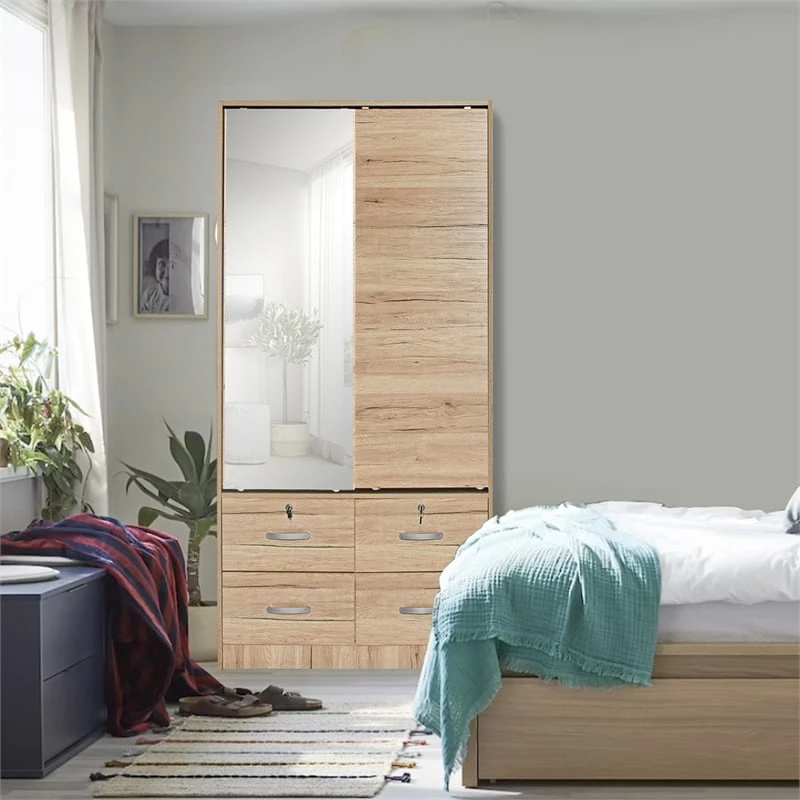 Buy π Pemberly Row Double Sliding Door Armoire With Mirror In Natural Oak βοΈ 11 Buy π Pemberly Row Double Sliding Door Armoire With Mirror In Natural Oak βοΈ - Image 9