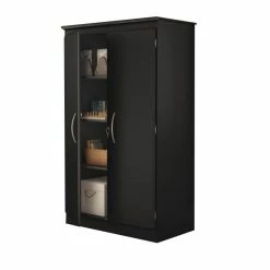 New βοΈ South Shore Park 2 Door Storage Cabinet In Solid Black Finish β