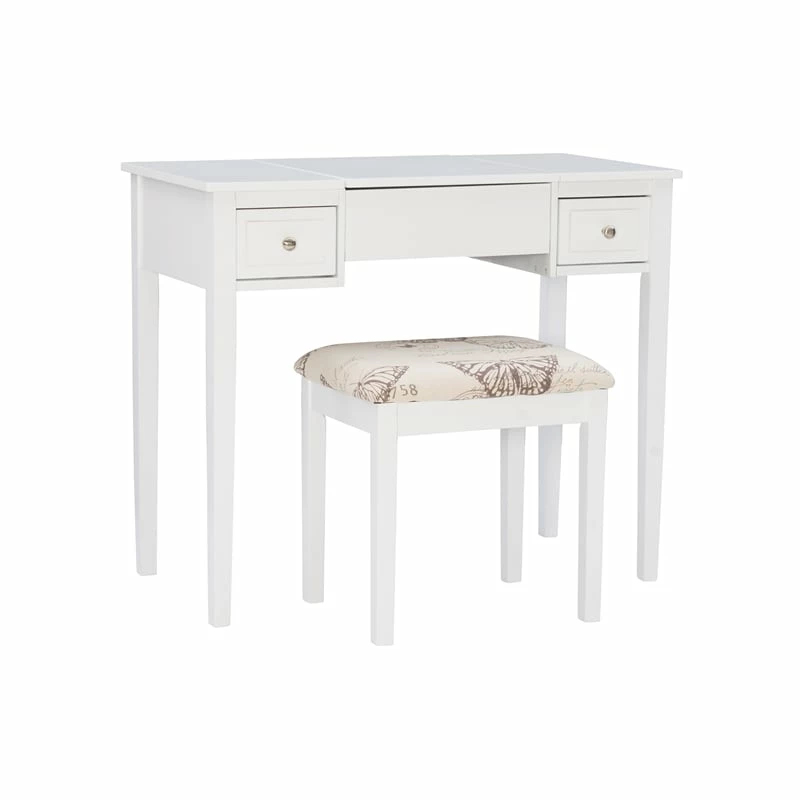 Budget π Linon Butterfly Wood Vanity And Stool In White π 4 Budget π Linon Butterfly Wood Vanity And Stool In White π - Image 2