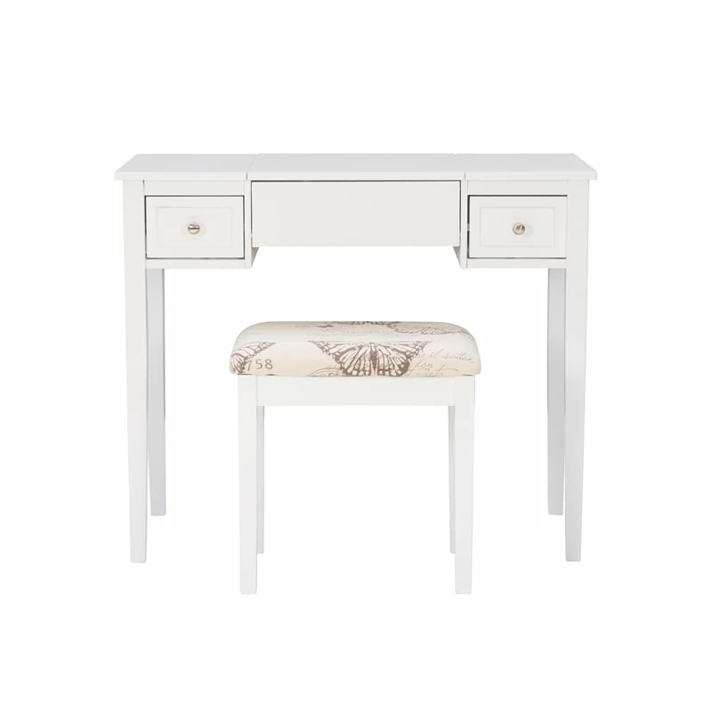 Budget π Linon Butterfly Wood Vanity And Stool In White π 5 Budget π Linon Butterfly Wood Vanity And Stool In White π - Image 3