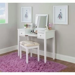 Budget π Linon Butterfly Wood Vanity And Stool In White π 37 Budget π Linon Butterfly Wood Vanity And Stool In White π -Living Room Sales Shop 438819 26 L