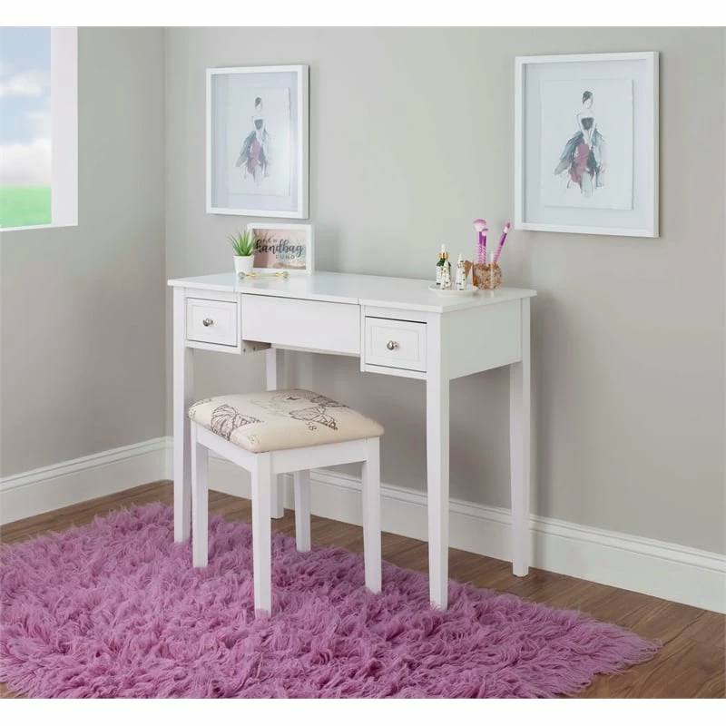 Budget π Linon Butterfly Wood Vanity And Stool In White π 19 Budget π Linon Butterfly Wood Vanity And Stool In White π - Image 17