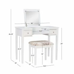 Budget π Linon Butterfly Wood Vanity And Stool In White π 43 Budget π Linon Butterfly Wood Vanity And Stool In White π -Living Room Sales Shop 438819 32 L