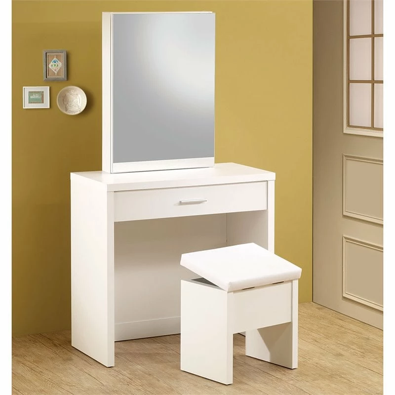 Discount ๐ Coaster 2 Piece Bedroom Vanity Set With Hidden Mirror Storage In White ๐ 4 Discount ๐ Coaster 2 Piece Bedroom Vanity Set With Hidden Mirror Storage In White ๐ - Image 2