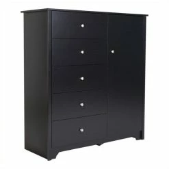 Best Sale β€οΈ South Shore Vito Door Chest With 5 Drawers In Pure Black π