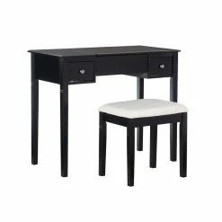 Best reviews of โค๏ธ Linon Camden Wood Bedroom Vanity Set In Black ๐