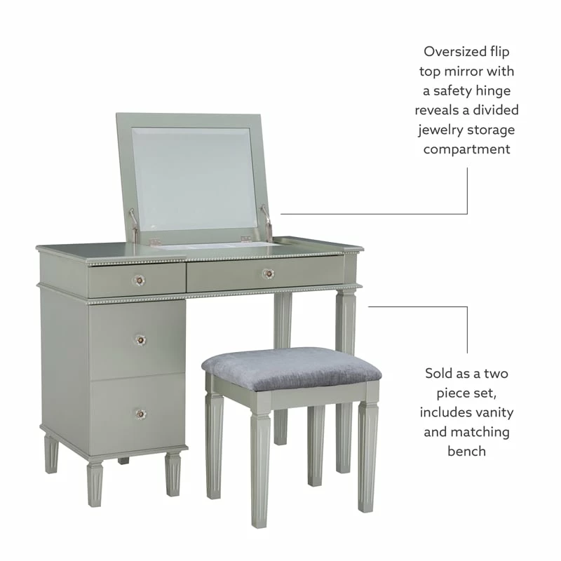 Cheapest π Linon Alexandria Wood Vanity Set In Silver π 27 Cheapest π Linon Alexandria Wood Vanity Set In Silver π - Image 25