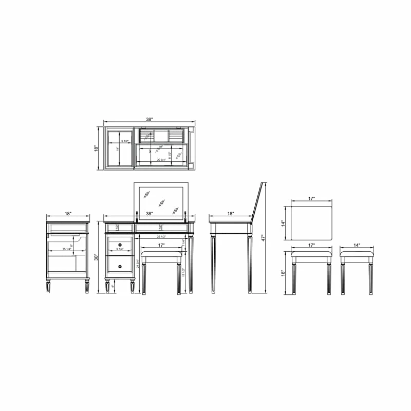 Cheapest π Linon Alexandria Wood Vanity Set In Silver π 4 Cheapest π Linon Alexandria Wood Vanity Set In Silver π - Image 2